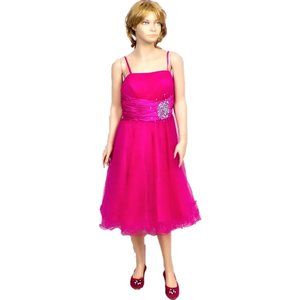 POLY size S fuchsia fit/flare OTS party dress